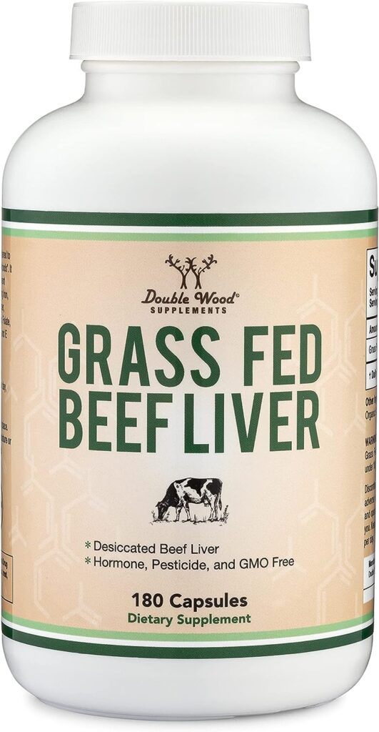 Beef Liver Capsules (1,000mg of Grass Fed, Desiccated Beef Liver per Serving, 180 Capsules, 3 Month Supply) Beef Liver Supplement for Digestion, Immune Health, Energy, and Wellness by Double Wood