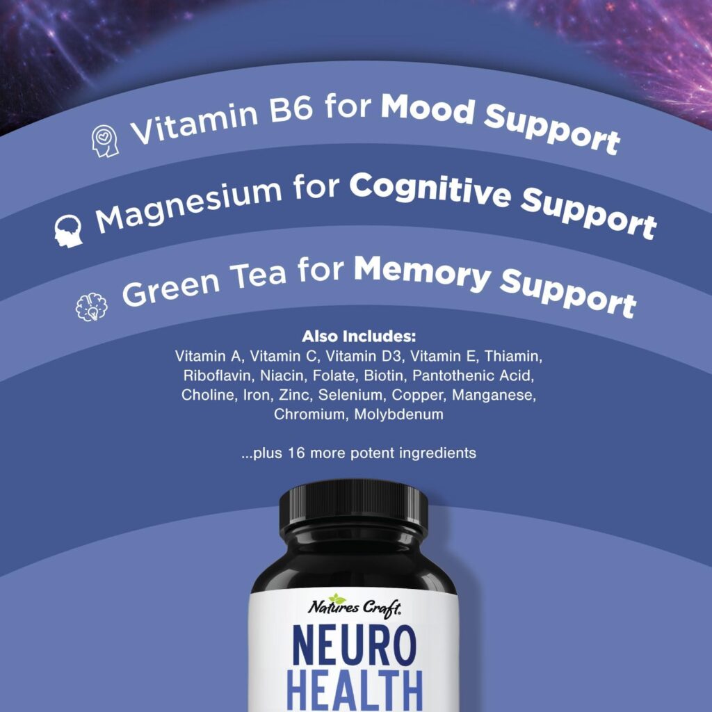 Nootropics Brain Support Supplement - Mental Focus Nootropic Memory Supplement for Brain Health with Energy and Focus Vitamins DMAE Bacopa and Phosphatidylserine - Brain Focus and Performance Blend